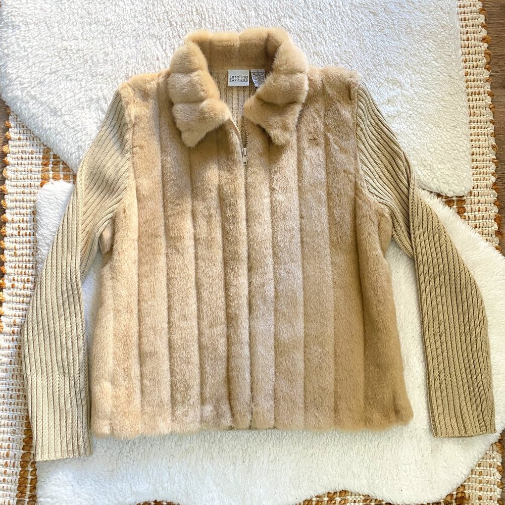 Mob Wife 90s/Y2K Carolina Colours Vintage Faux Fur Zip-Up Jacket